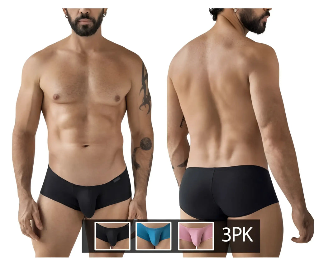 Black mens briefs clever 229965 3pk australian latin trunks multi-colored with smooth form-fitting design and elastic waistband