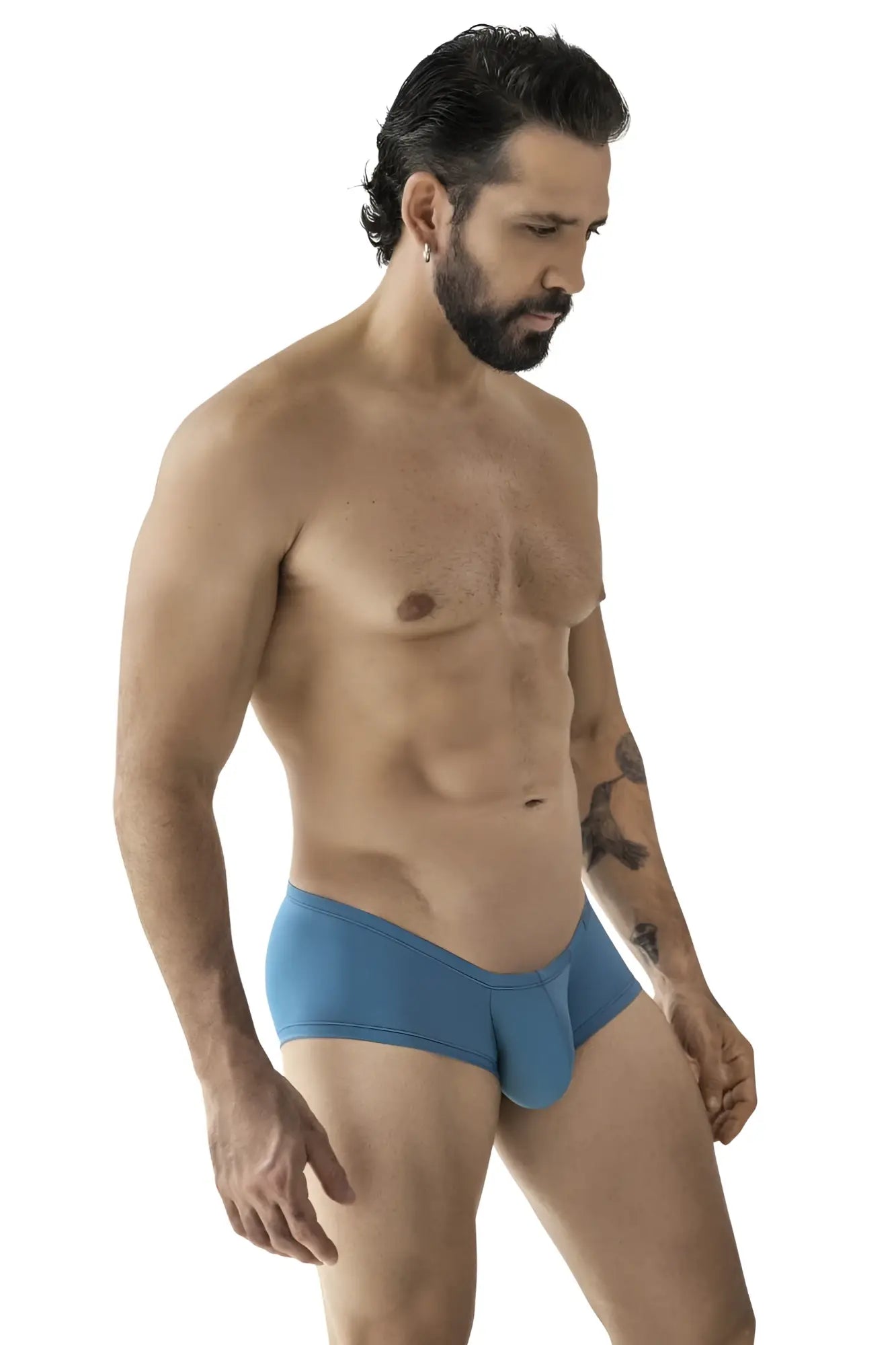 Blue men’s clever 229965 3pk australian latin trunks with smooth form-fitting design in multi-colored fabric