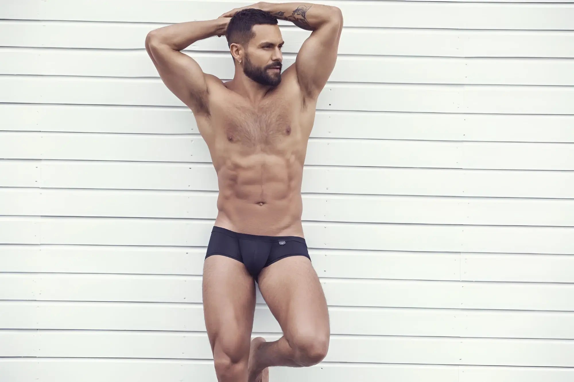 Black clever 2373 australian latin boxer briefs with small logo on waistband made from soft stretchy fabric