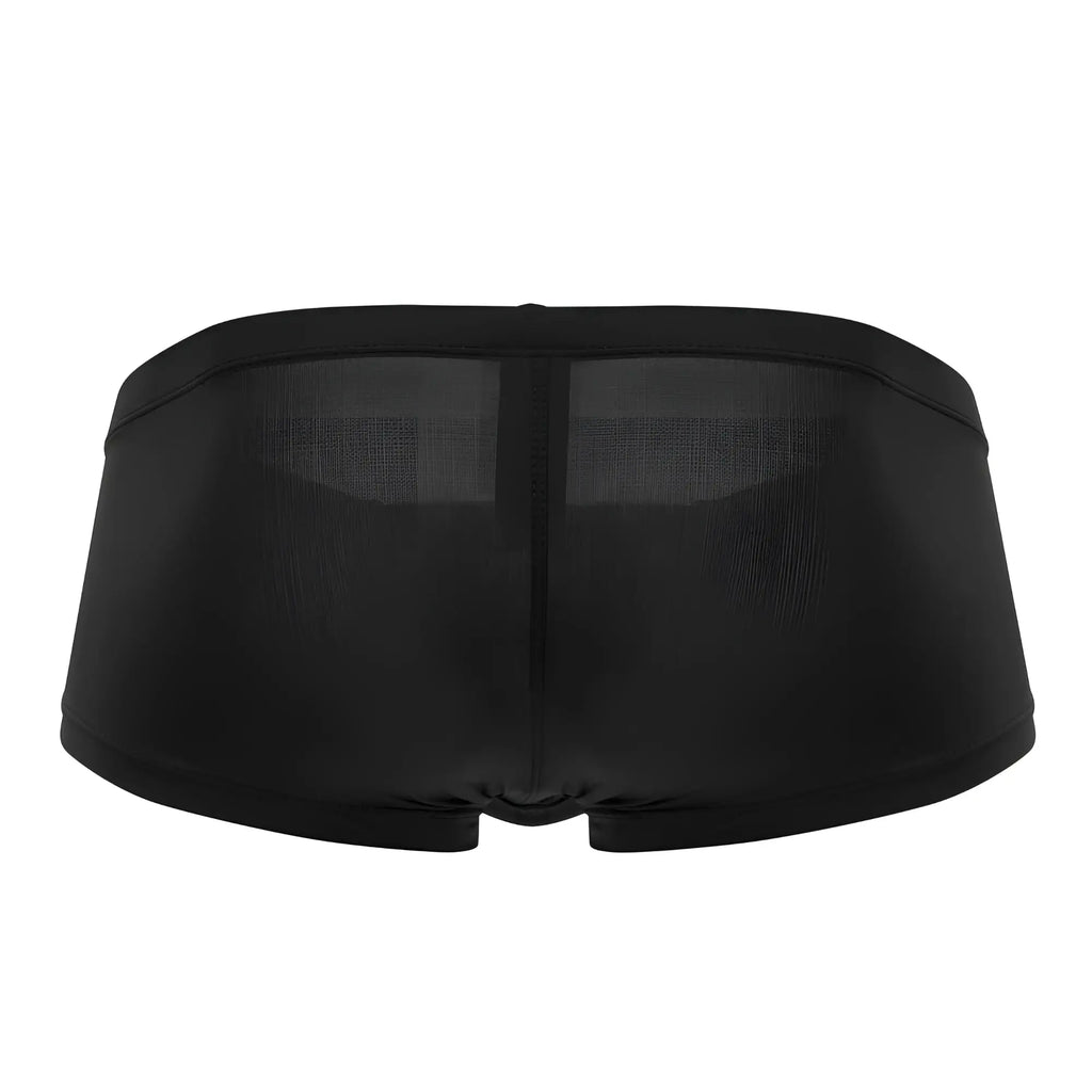 Black sheer mesh clever 2373 australian latin boxer briefs with smooth form-fitting design front view