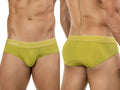 Clever 26012 Atenea briefs in olive green, showing front and back views with a branded elastic waistband.