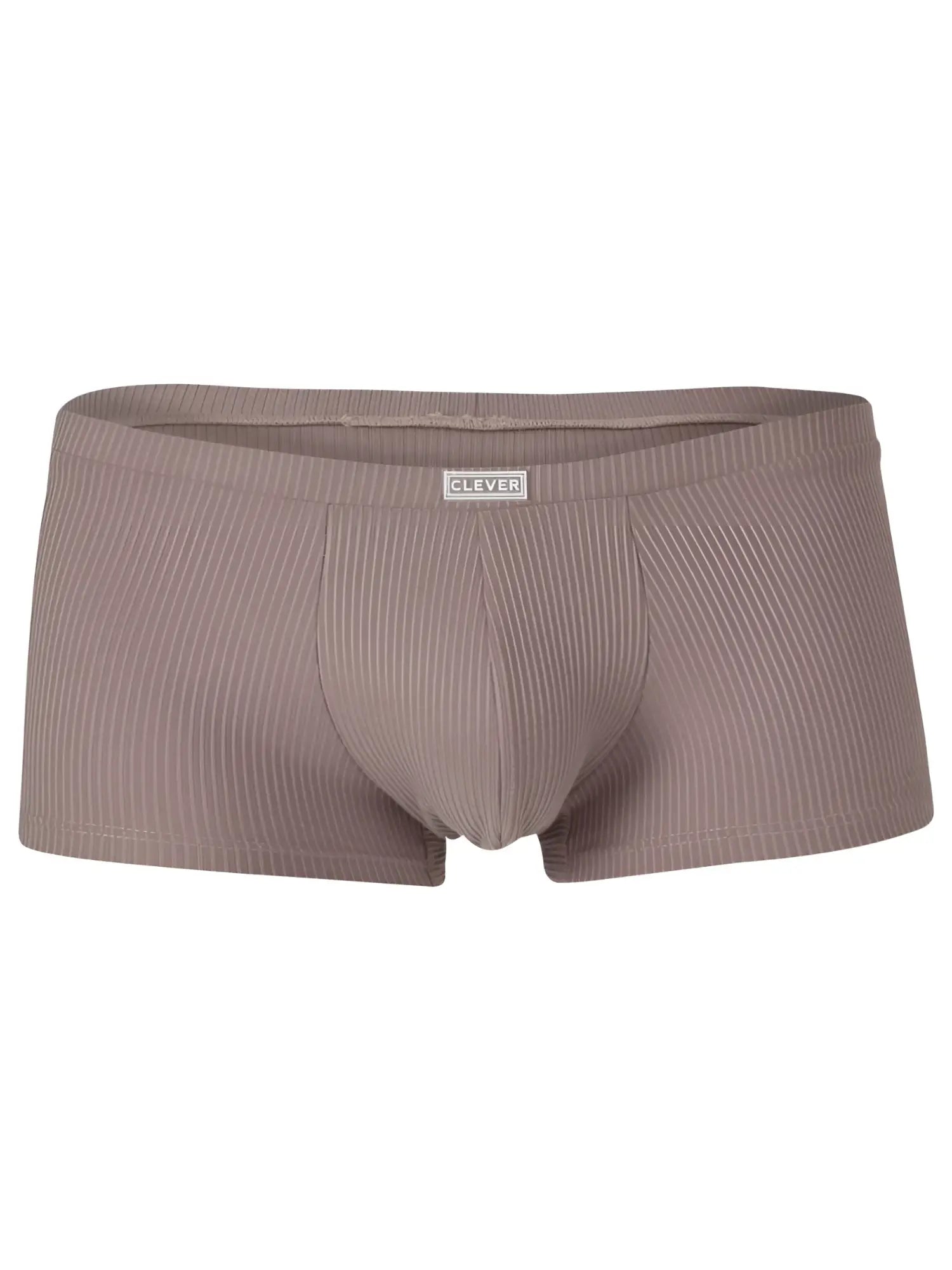 Clever 26015 Apolo trunks in sand: ribbed-texture, low-rise men's underwear with a centered branded logo patch.