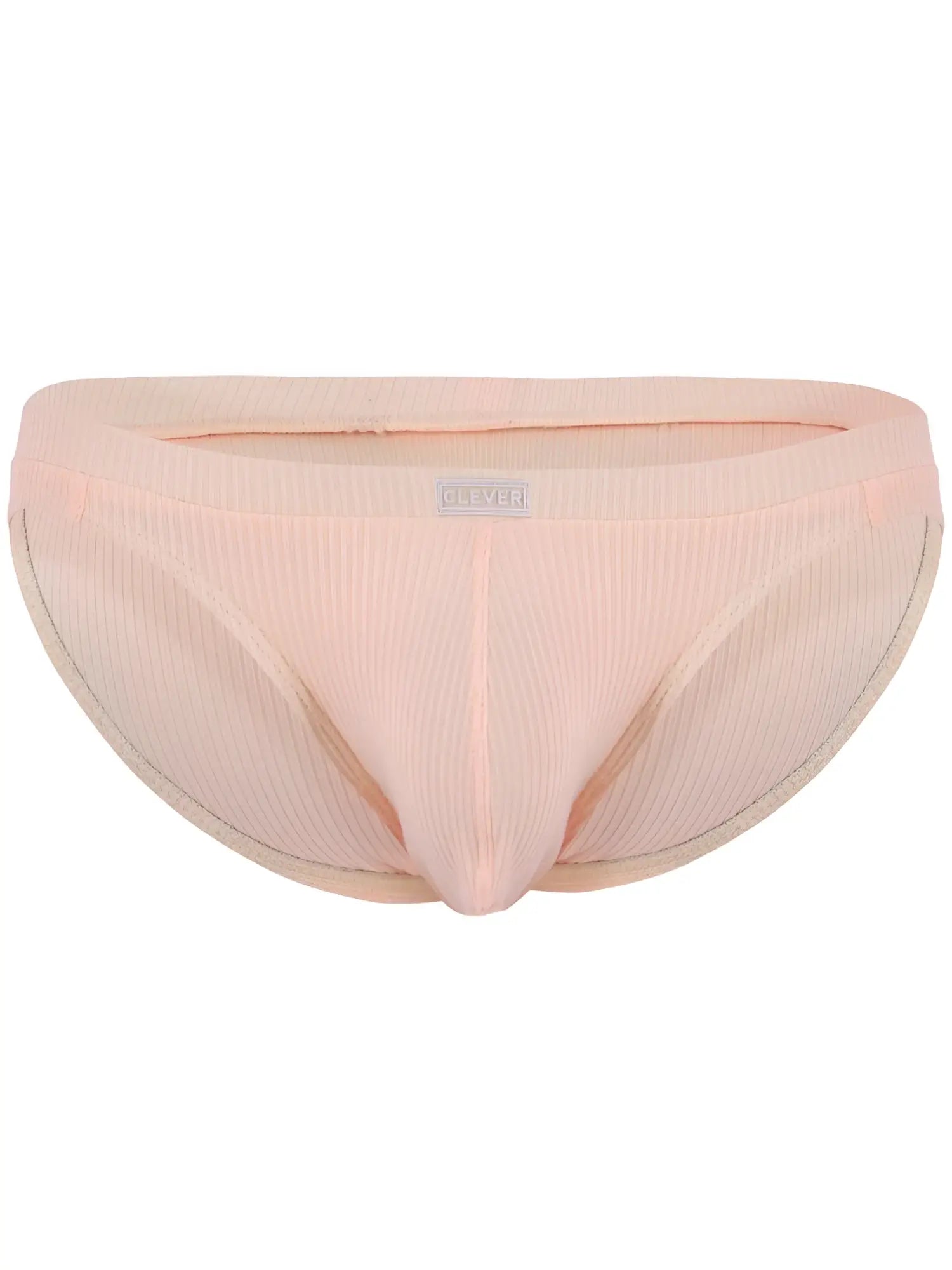 Clever 26017 Apolo bikini in light orange ribbed fabric with a front logo tag and comfortable elastic waistband.