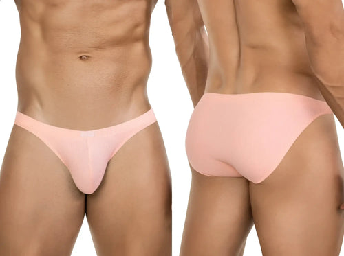 Clever 26017 Apolo bikini in vibrant orange, shown from front and back views, featuring a ribbed fabric texture.