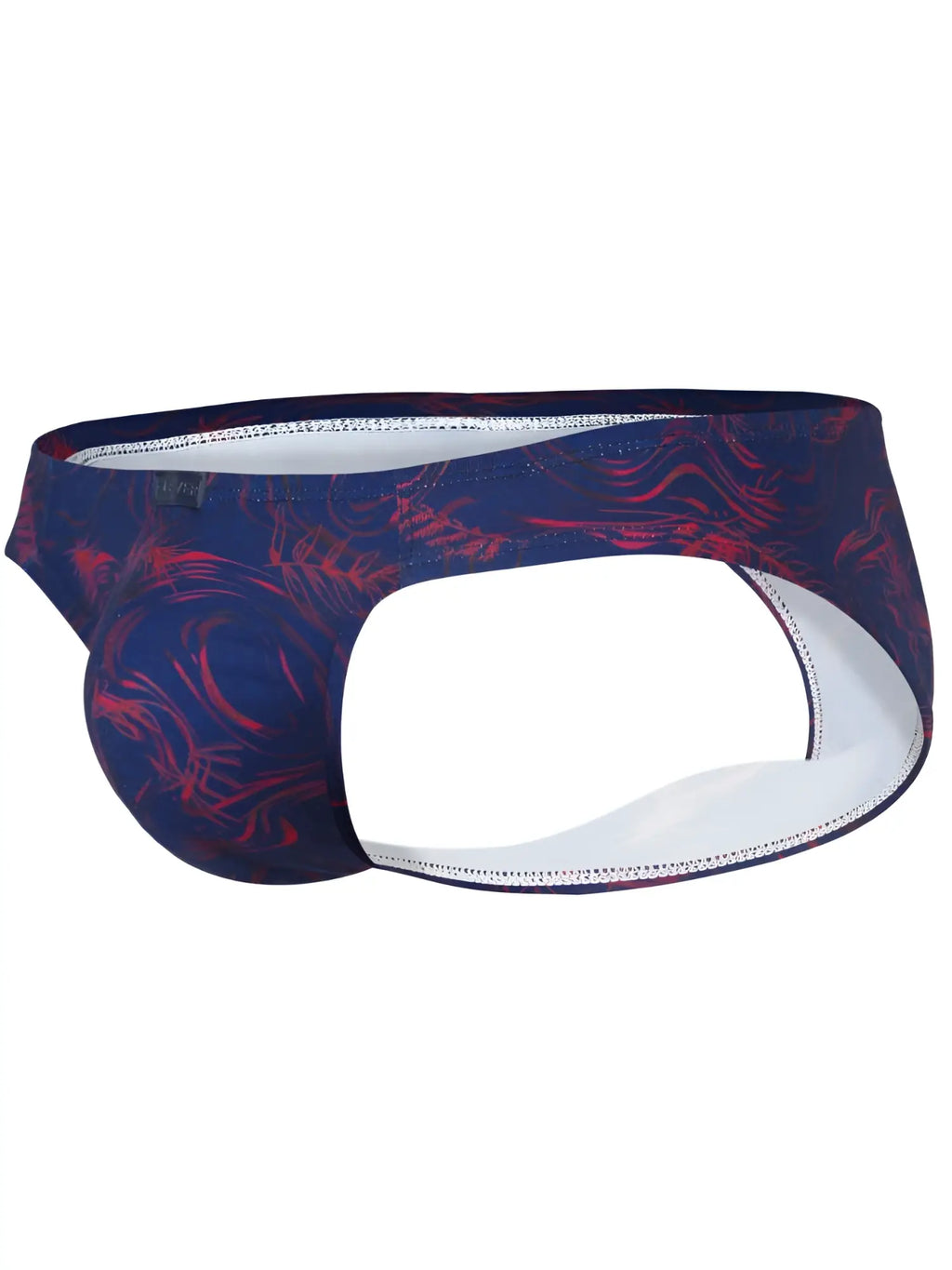 Clever 26029 Helion bikini in vibrant blue with a red abstract pattern and white inner lining.
