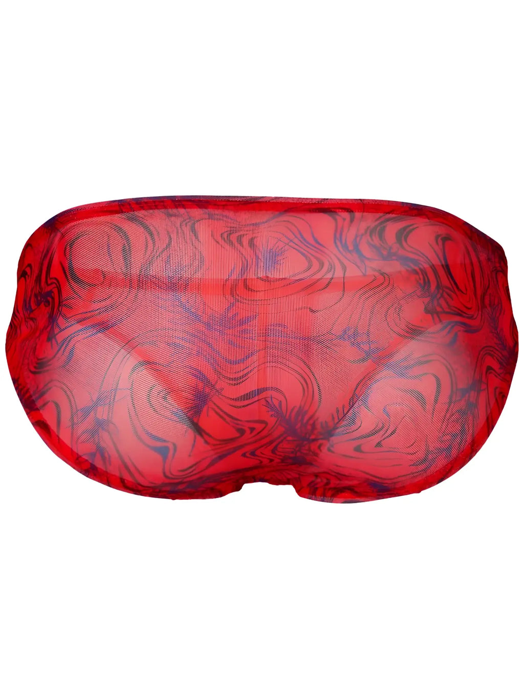 Clever 26034 Calipso bikini in red with a modern, sheer mesh design featuring a dark, swirling marble-like pattern.