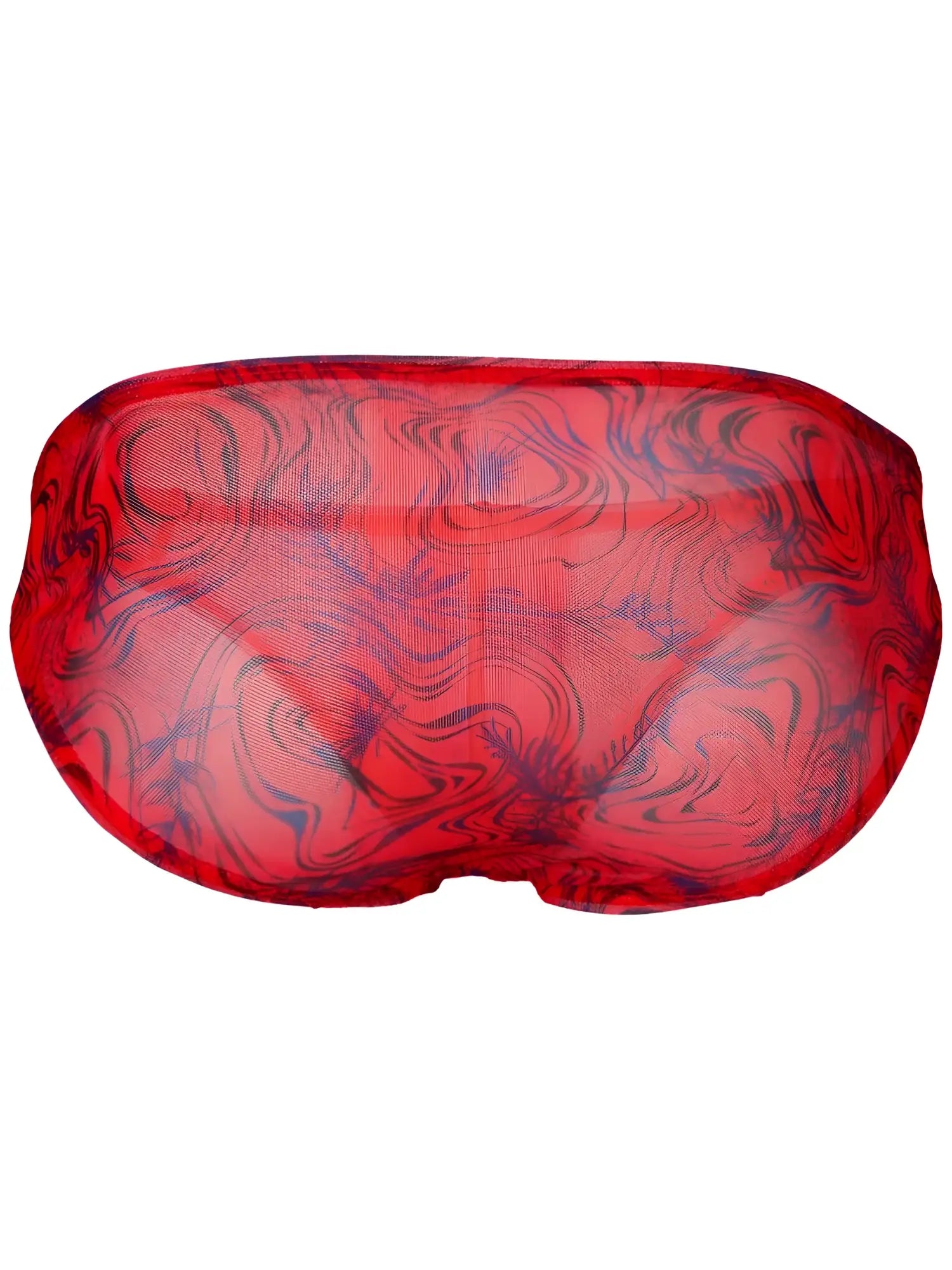 Clever 26034 Calipso bikini in red with a modern, sheer mesh design featuring a dark, swirling marble-like pattern.