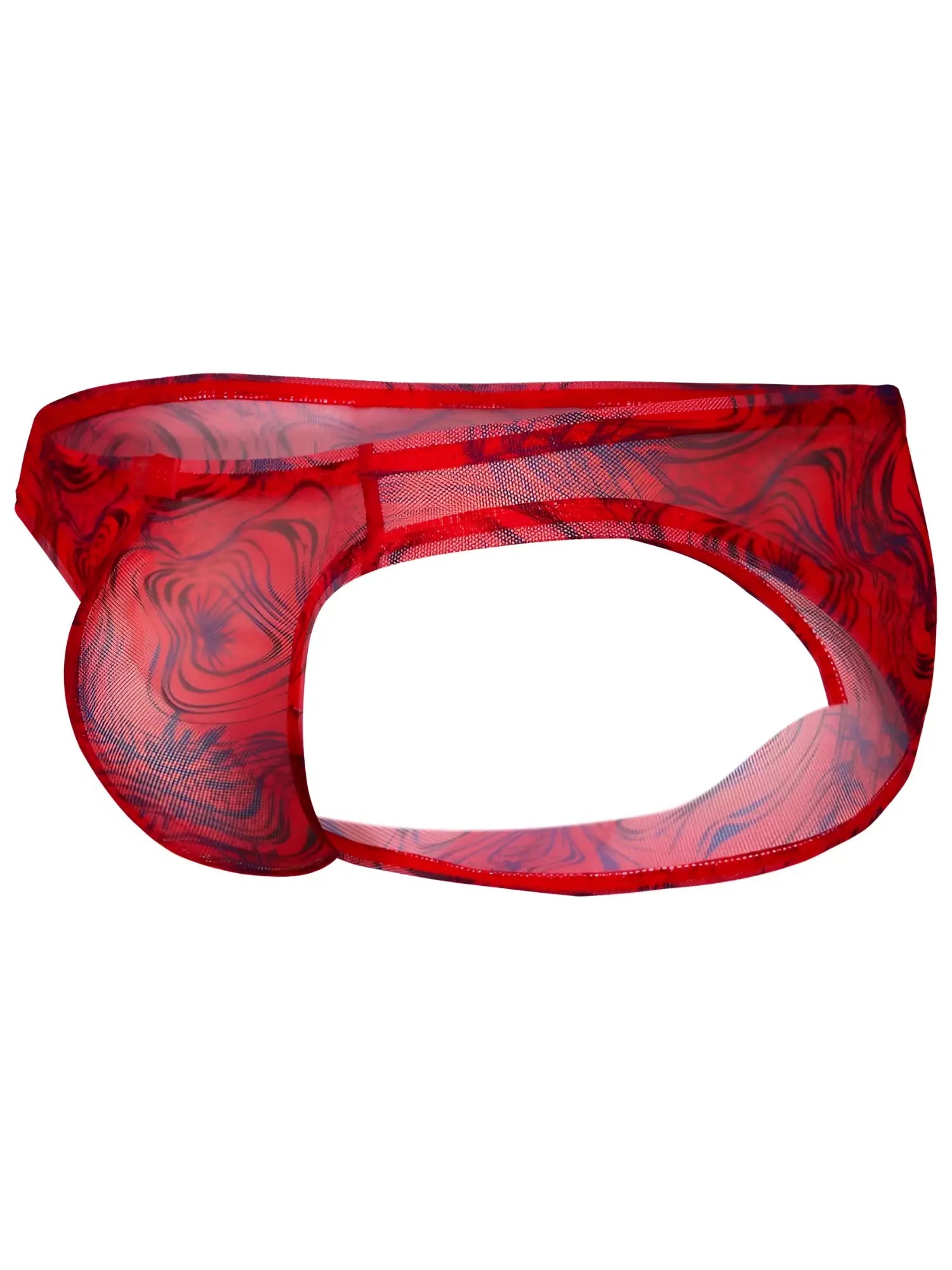 Clever 26034 Calipso red mesh bikini featuring a bold, modern swirl pattern in a revealing, minimalist design.