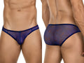 Clever 26035 Calipso blue bikini featuring a bold, breathable mesh fabric with an abstract pattern, shown front and back.