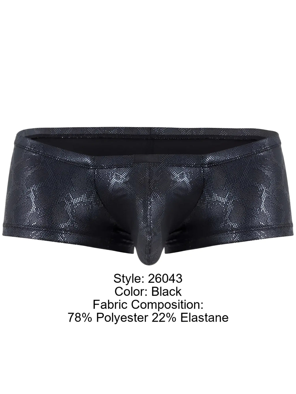Clever 26043 Atlas trunks in sleek, metallic black with a textured pattern and contoured pouch design.
