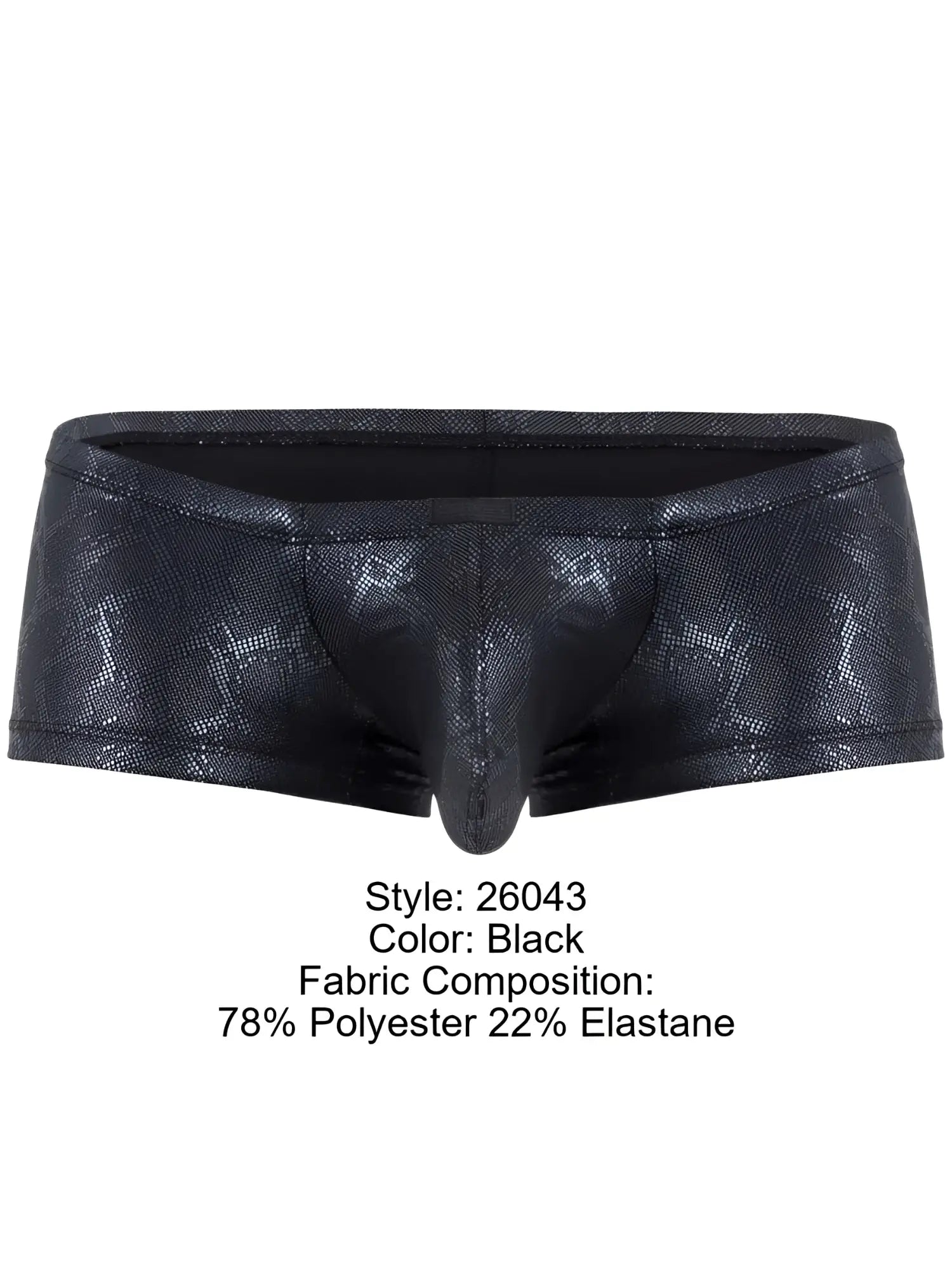 Clever 26043 Atlas trunks in sleek, metallic black with a textured pattern and contoured pouch design.