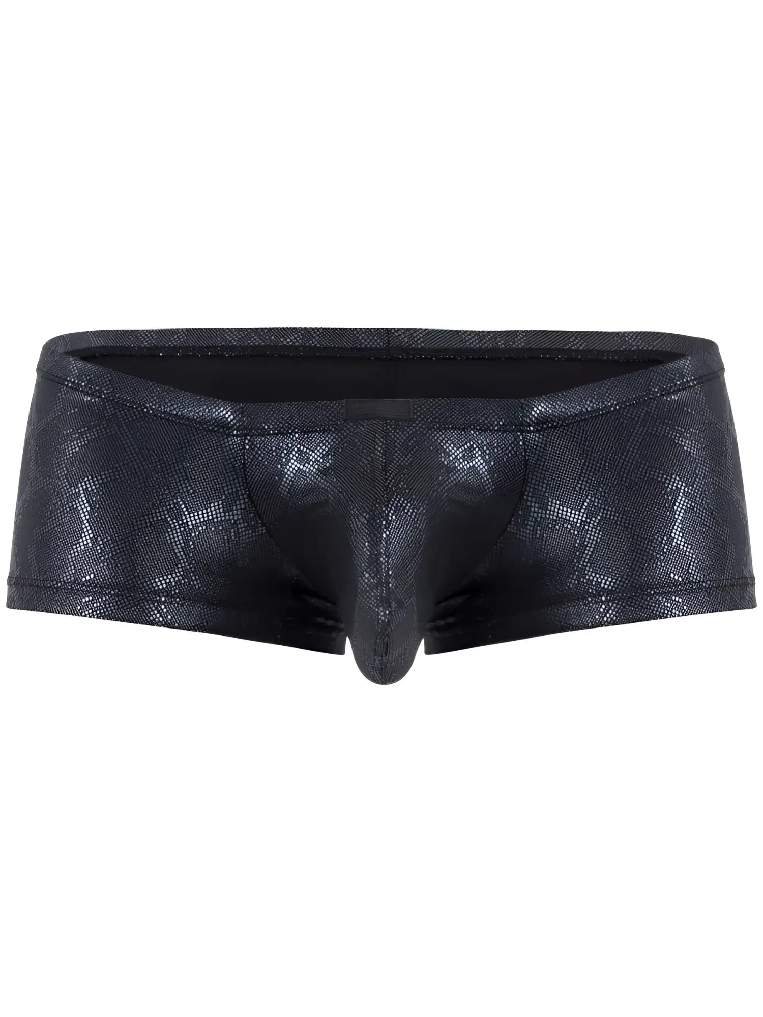 Clever 26043 Atlas trunks in a black metallic, textured fabric with a contoured pouch design.