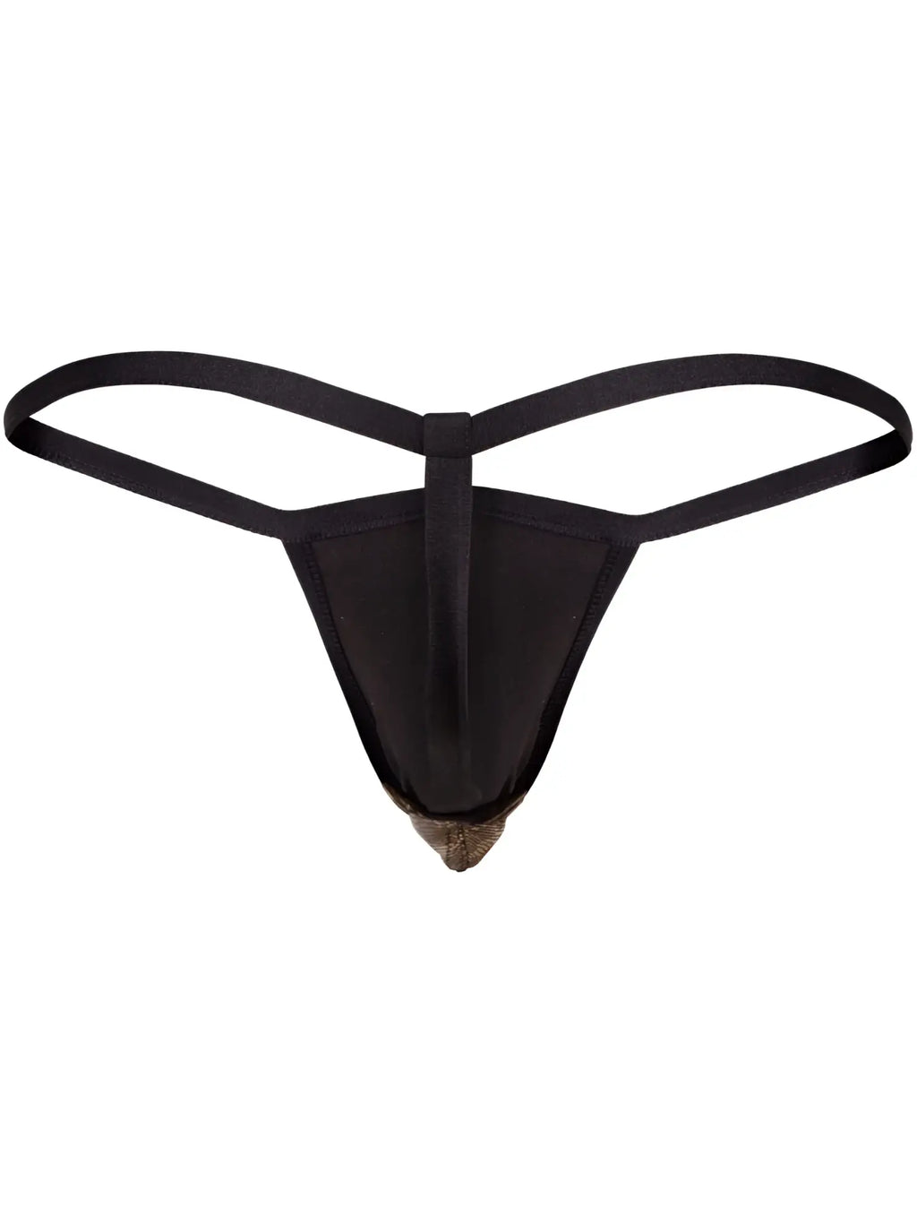 Clever 26046 Atlas G-string in black and metallic gold featuring a thin-strap design and contoured front pouch.