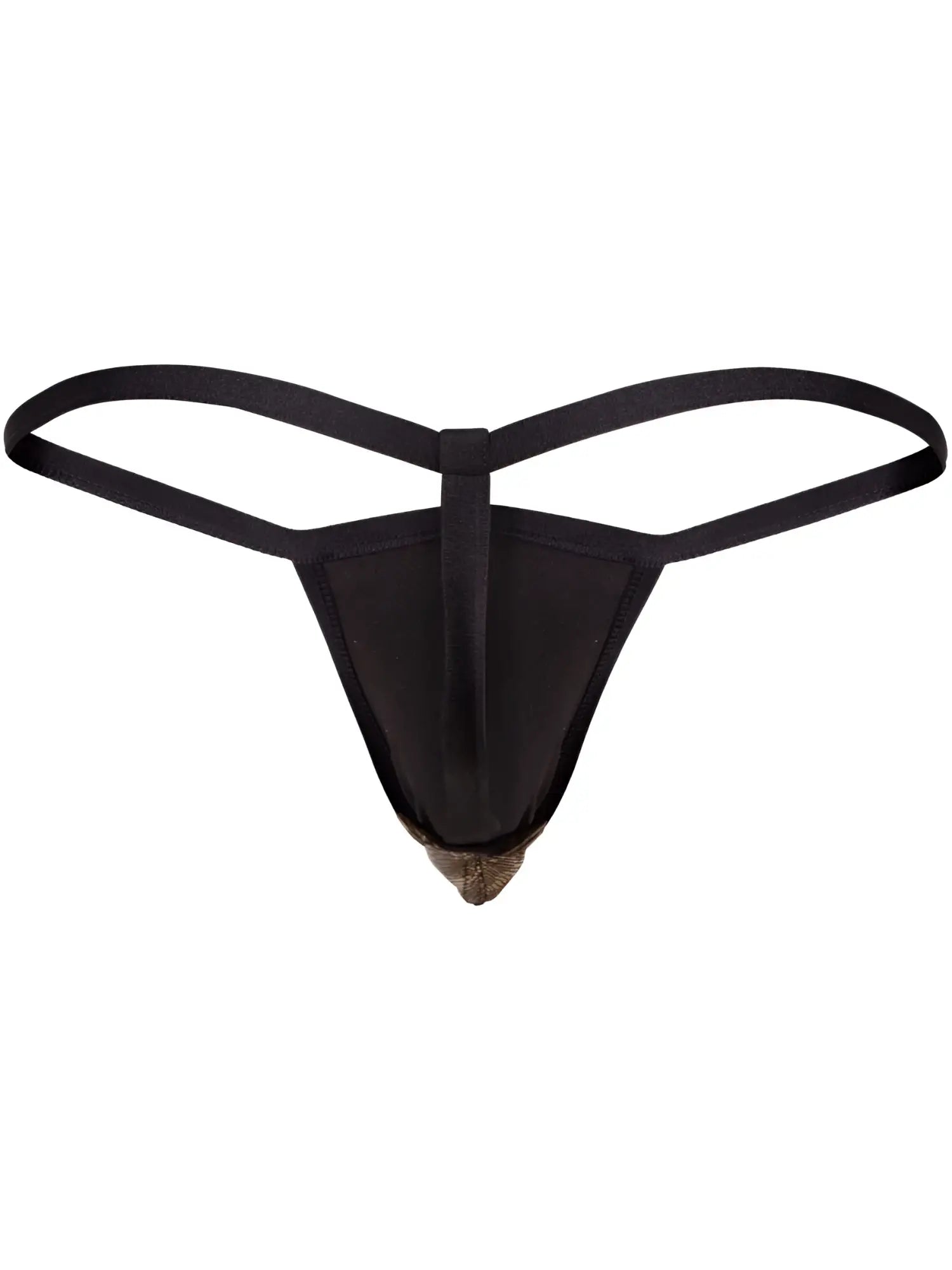 Clever 26046 Atlas G-string in black and metallic gold featuring a thin-strap design and contoured front pouch.