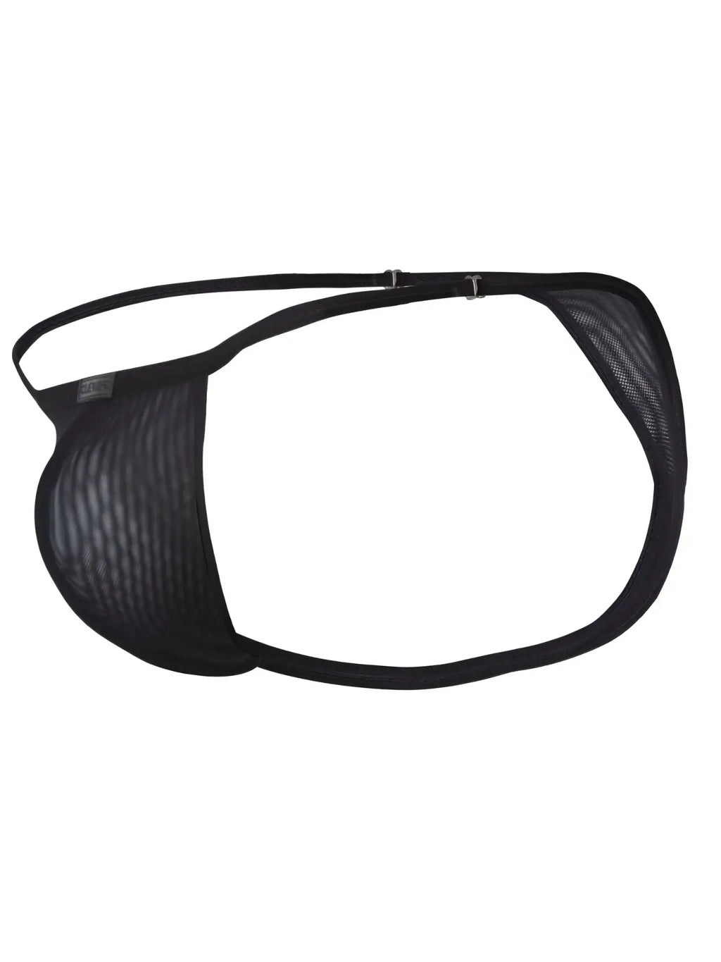 Clever 26058 Eos black mesh thong with a minimalist strap design and adjustable metal side sliders.