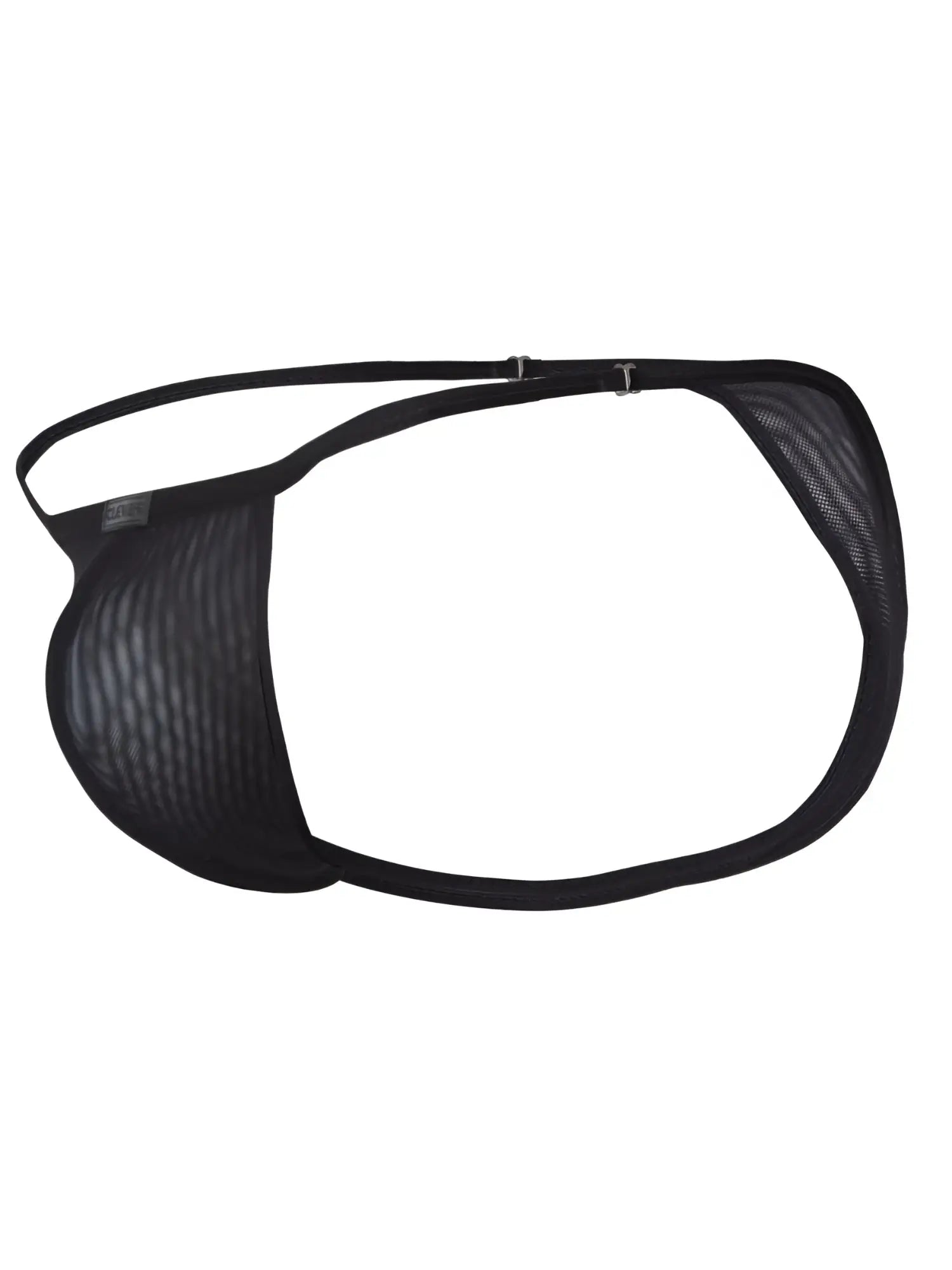 Clever 26058 Eos black mesh thong with a minimalist strap design and adjustable metal side sliders.