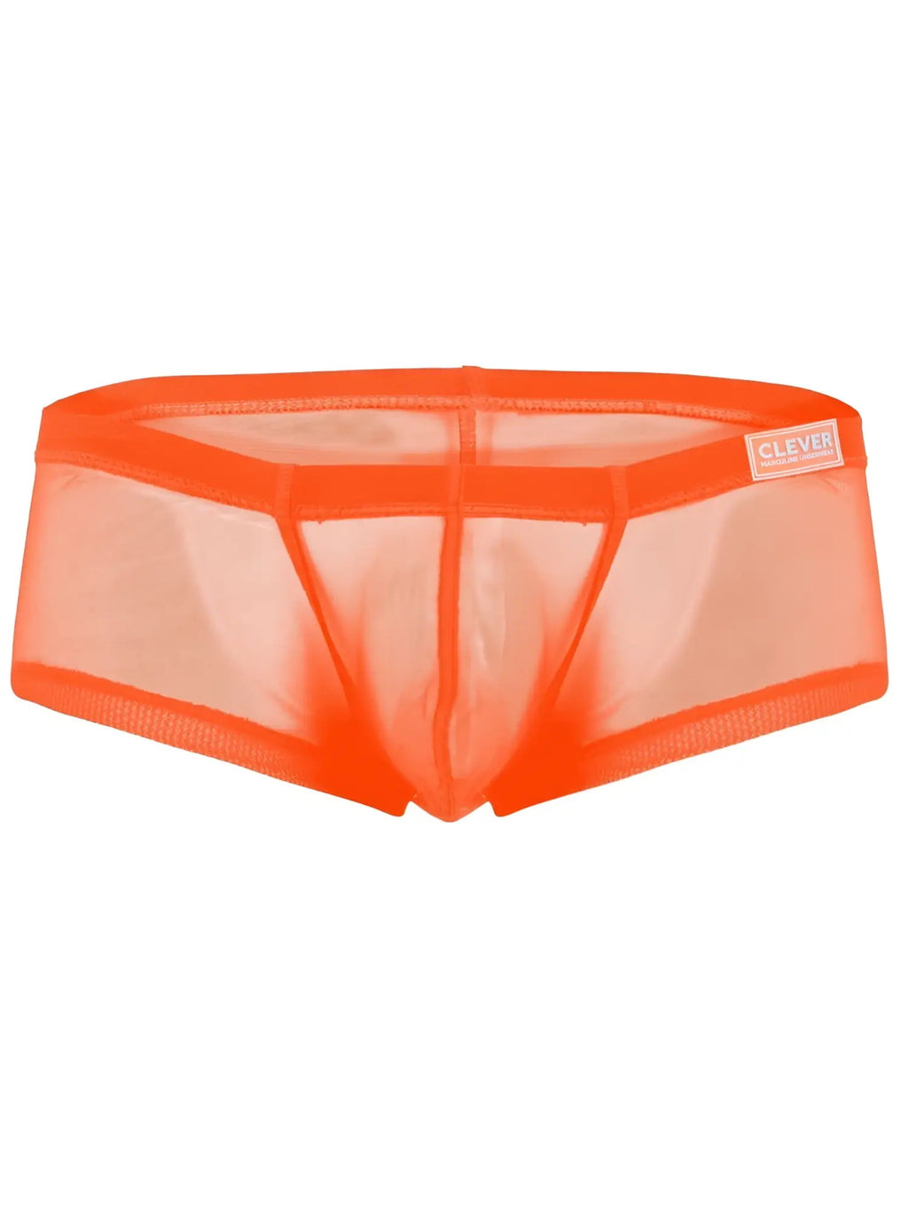 Bright orange mesh briefs with reinforced elastic waistband and clever brand label from clever 26067 3pk australian latin trunks