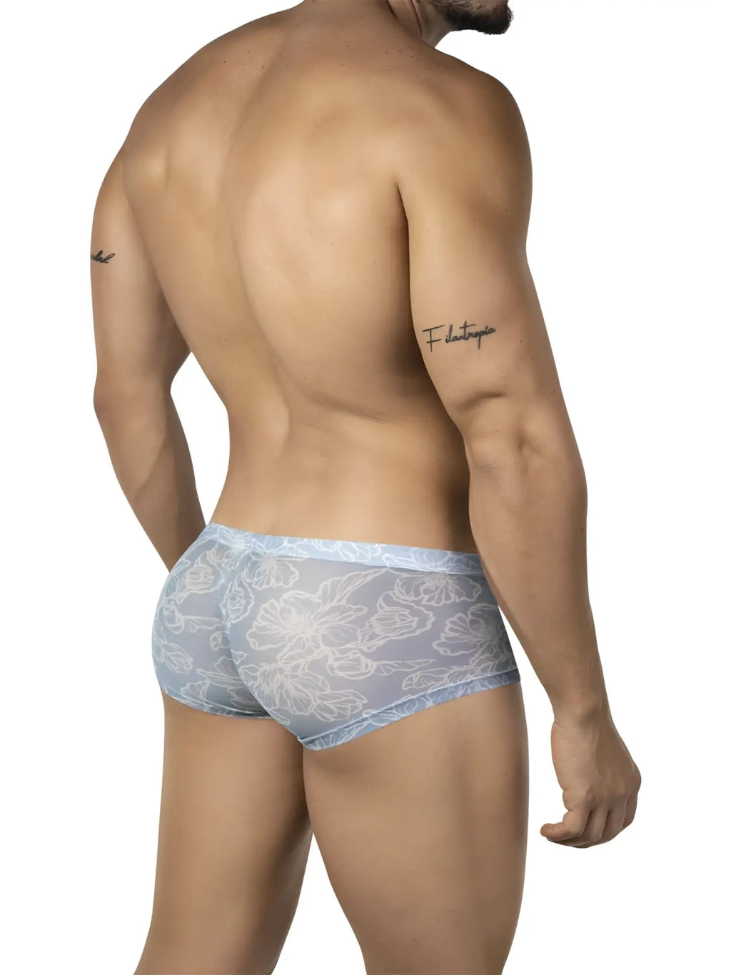 Light blue sheer lace briefs with delicate white floral pattern from clever 26067 3PK australian latin trunks multi-colored set