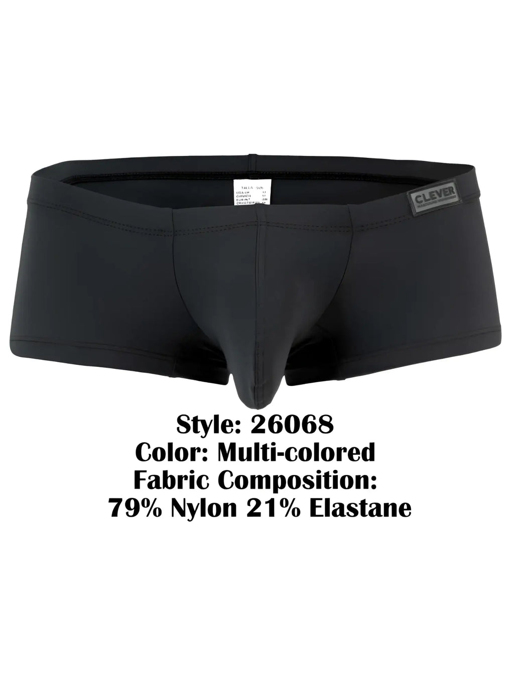 Black men’s briefs clever 26068 3pk australian latin trunks multi-colored made of 79 nylon 21 elastane