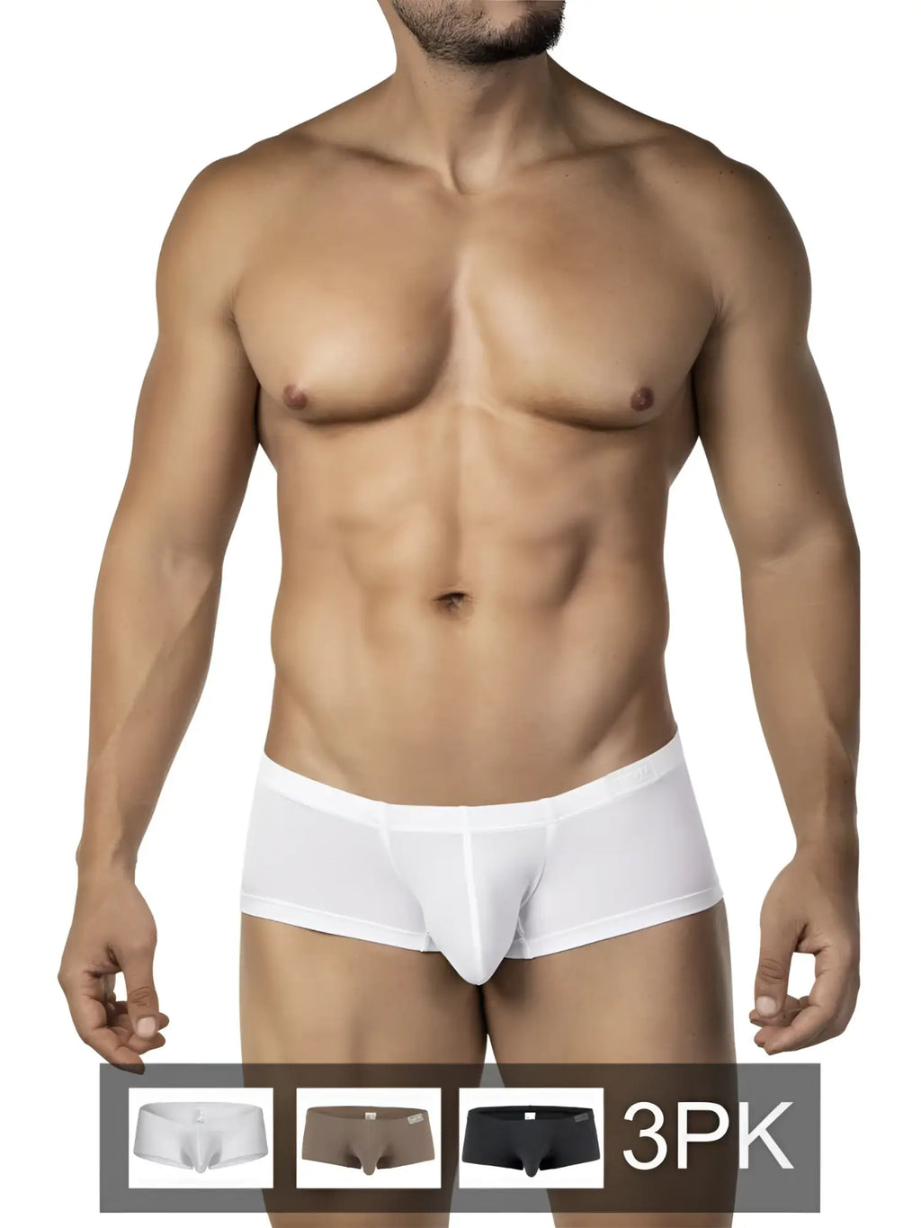 White men’s briefs clever 26068 3pk australian latin trunks multicolored with smooth form fitting design and elastic waistband