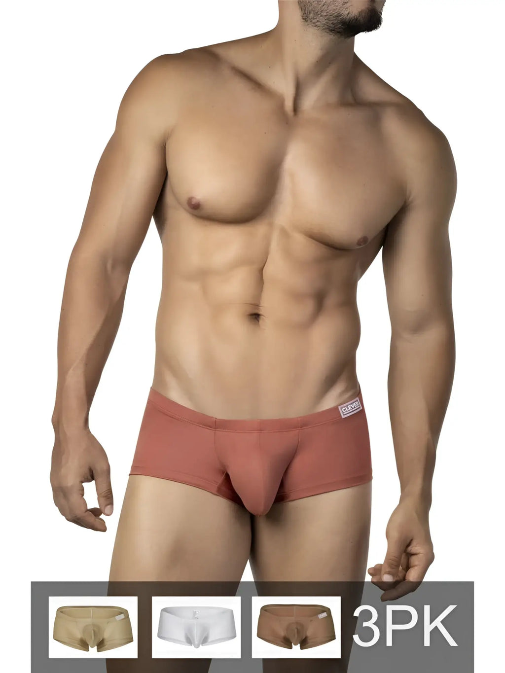 Rust-colored clever 26069 men’s latin trunks with smooth form-fitting fabric and white brand tag on waistband