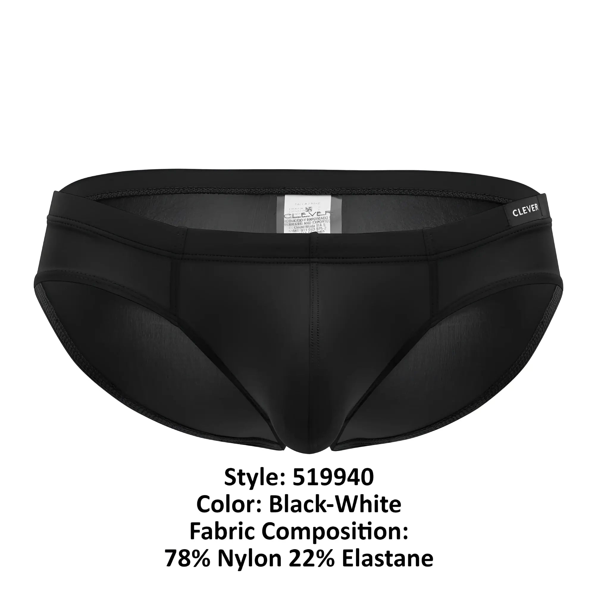 Black clever 519940 2pk australian men’s briefs with sleek form-fitting design and subtle white waistband accents