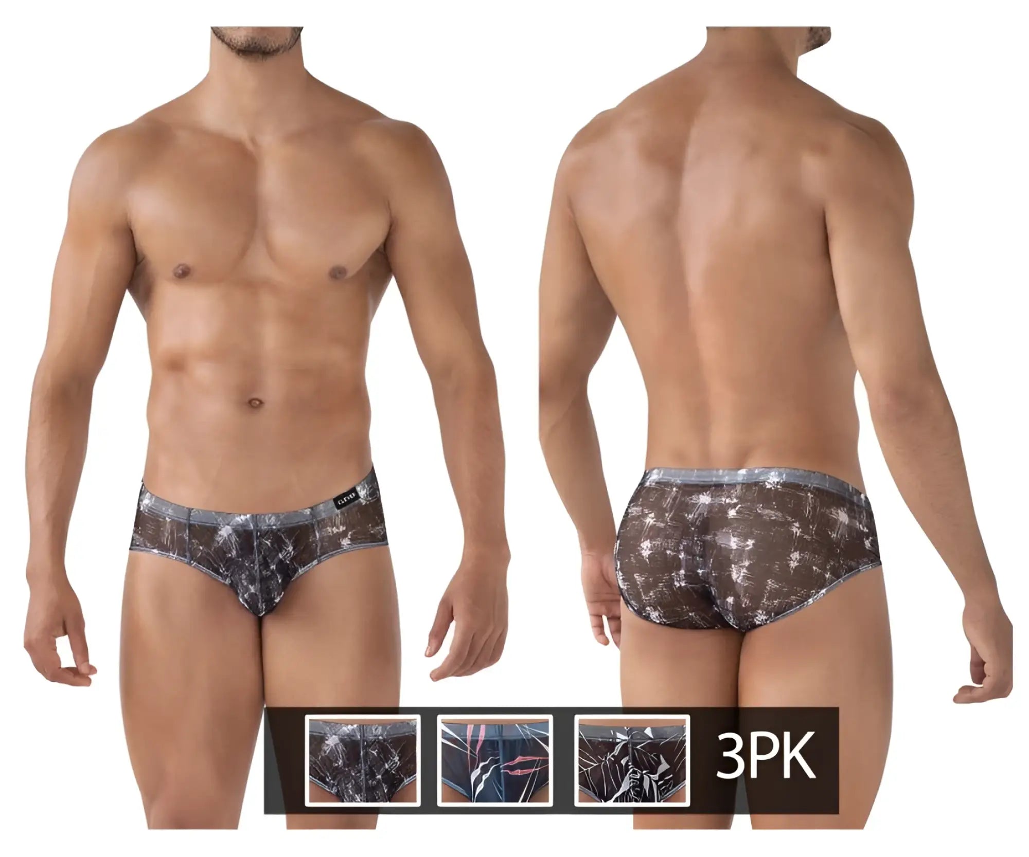 Clever 519963 3pk australian latin briefs in black and white with a sleek modern patterned design for men
