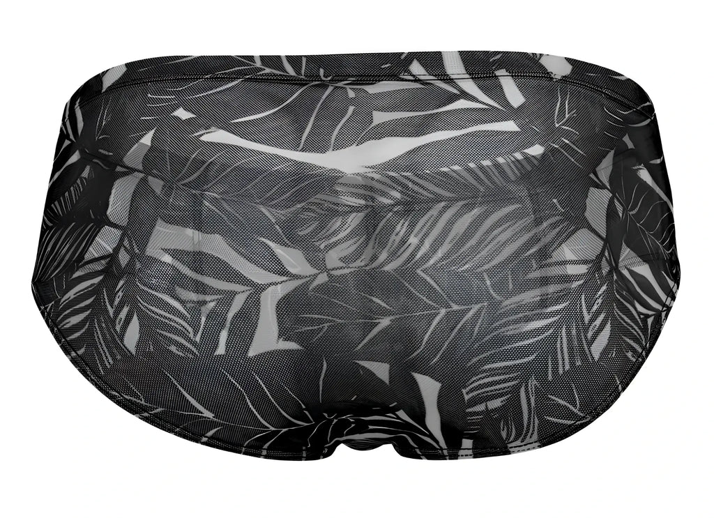Black and white tropical leaf patterned mesh briefs from clever 519963 3pk australian latin briefs in blue black black colors