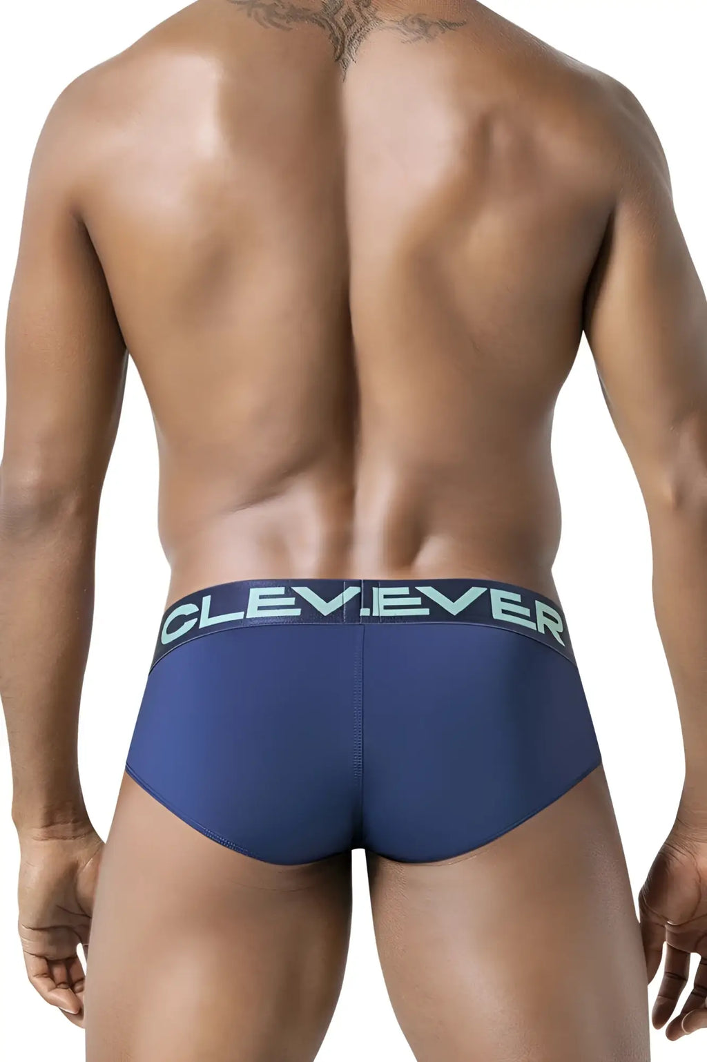 Navy blue clever branded briefs with contrasting light teal waistband from clever 519968 australian latin briefs 3pk