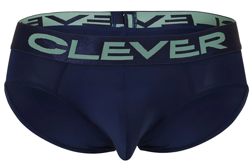 Navy blue clever 519968 men’s briefs with light green logo waistband from the australian latin 3pk beige blue green set