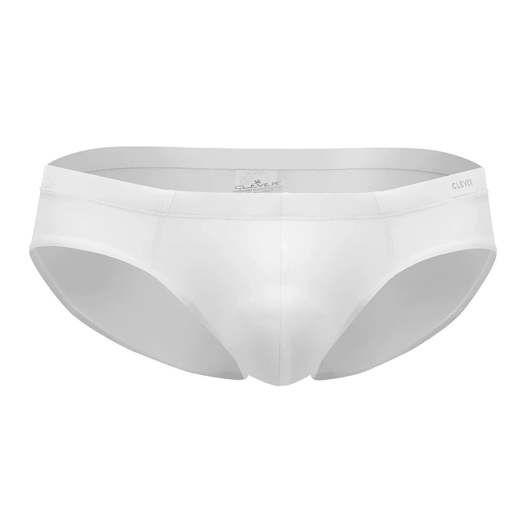 White clever 5373 Australian Latin briefs with smooth seamless design and embroidered waistband in white color