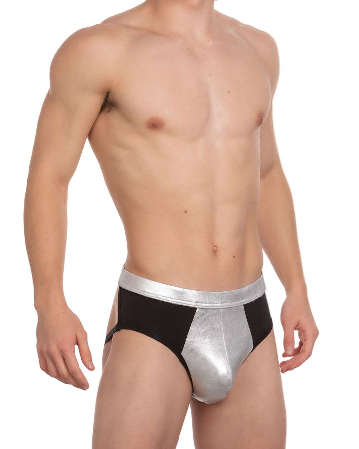 Tartarus Men's Low Rise Coated Two-Tone Jockstrap Metallic Underwear