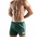 Code 22 medley green athletic swim shorts with white piping and 22 logo on lower right leg size s