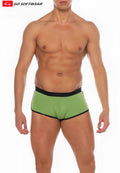 Green briefs with black trim from go softwear commando mini sq-cut featuring snug fit and smooth fabric