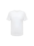 White crew neck t-shirt with short sleeves made of soft cotton fabric for comfortable everyday wear