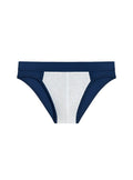 Navy blue and white cotton stretch bikini briefs with breathable mesh and supportive design for athletic use