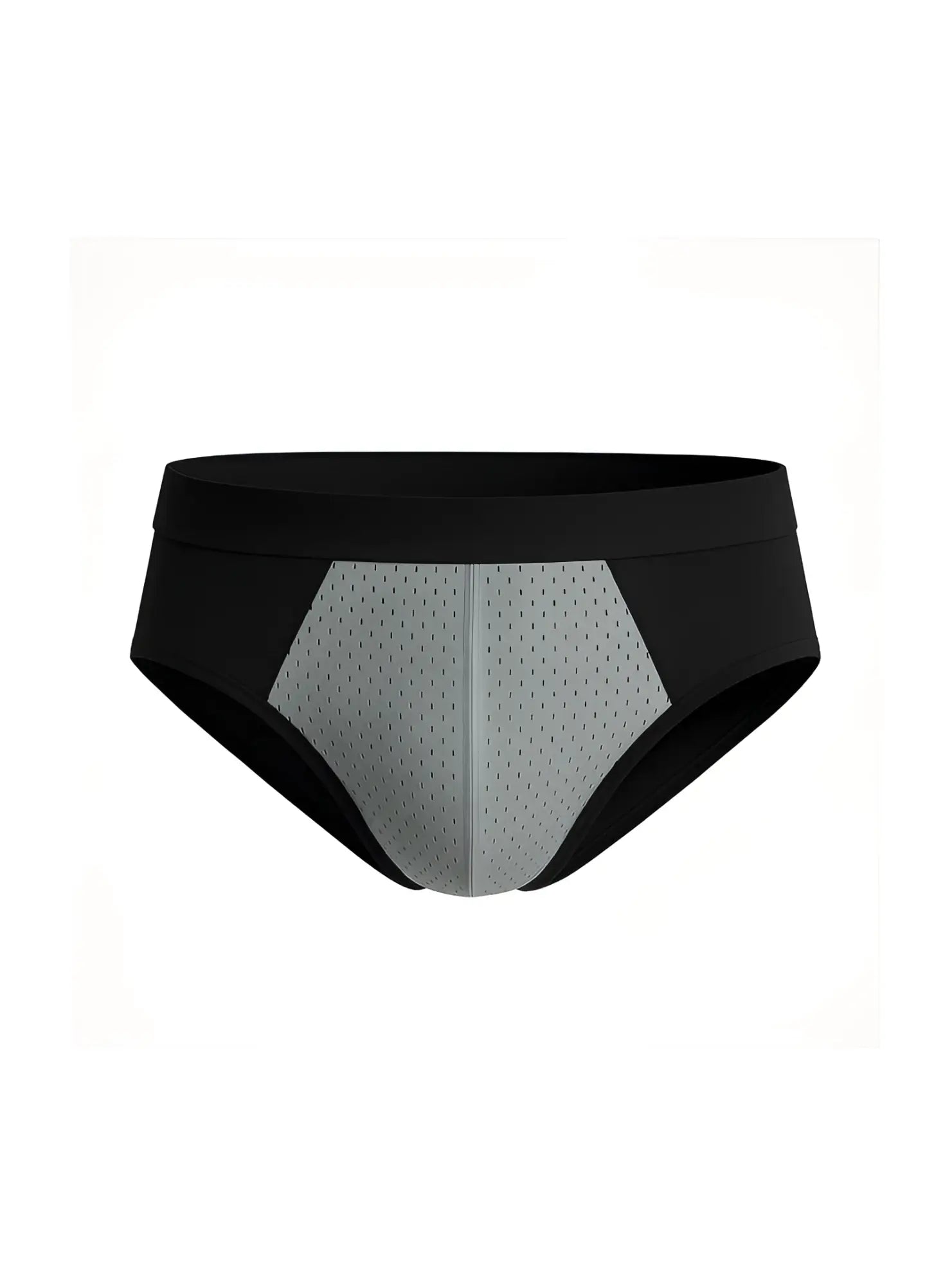 Black and gray cotton stretch athletic briefs with mesh panel design for enhanced breathability and comfort