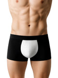 Black cotton stretch trunk boxer briefs with a white perforated front panel for breathable comfort