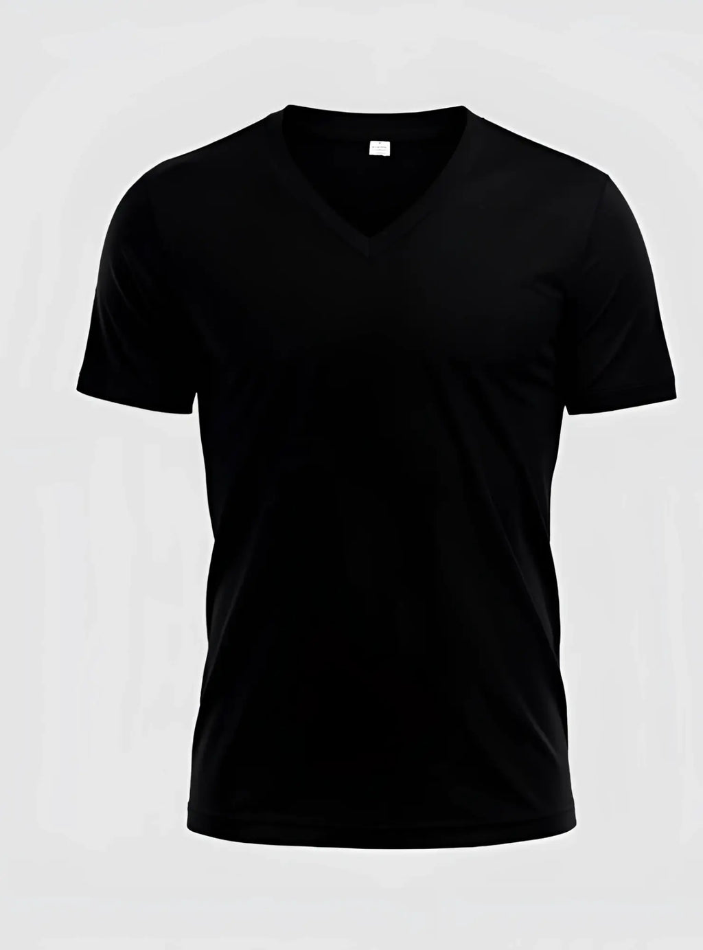 Black v neck cotton t shirt with short sleeves made from soft breathable fabric for casual wear
