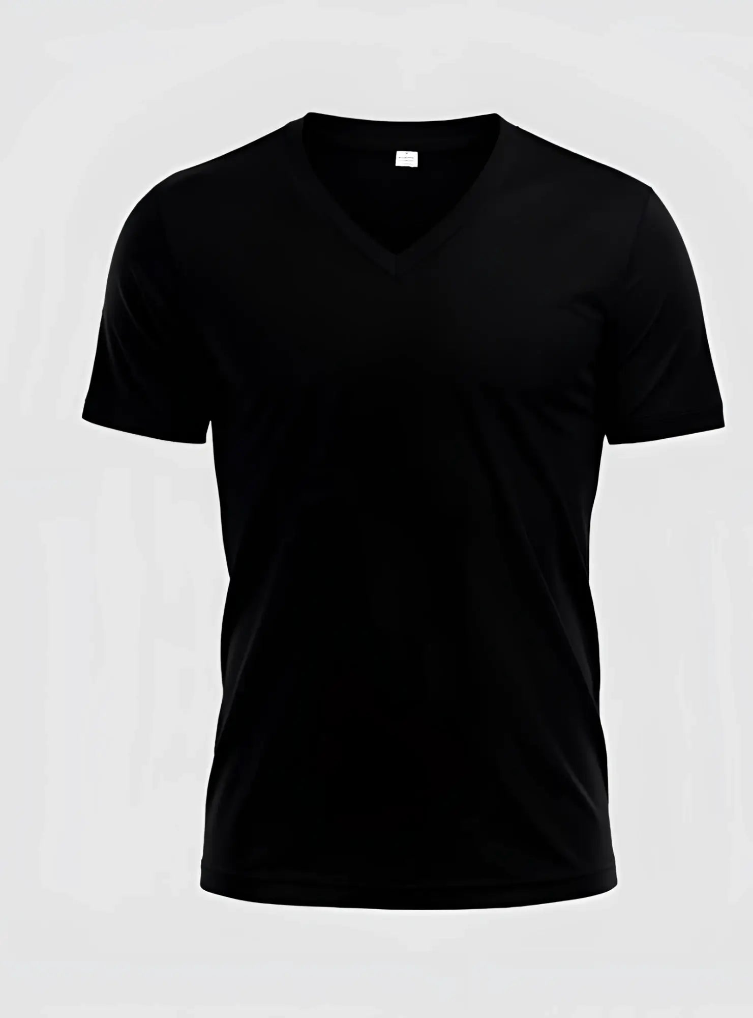 Black v neck cotton t shirt with short sleeves made from soft breathable fabric for casual wear