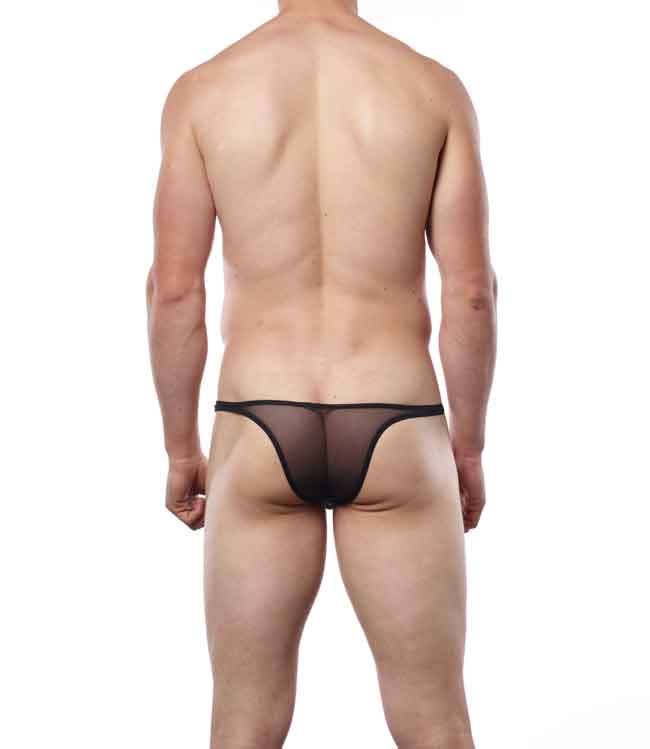 Ropa interior de bikini brasileña para hombre, transparente, color negro, talla 107, M