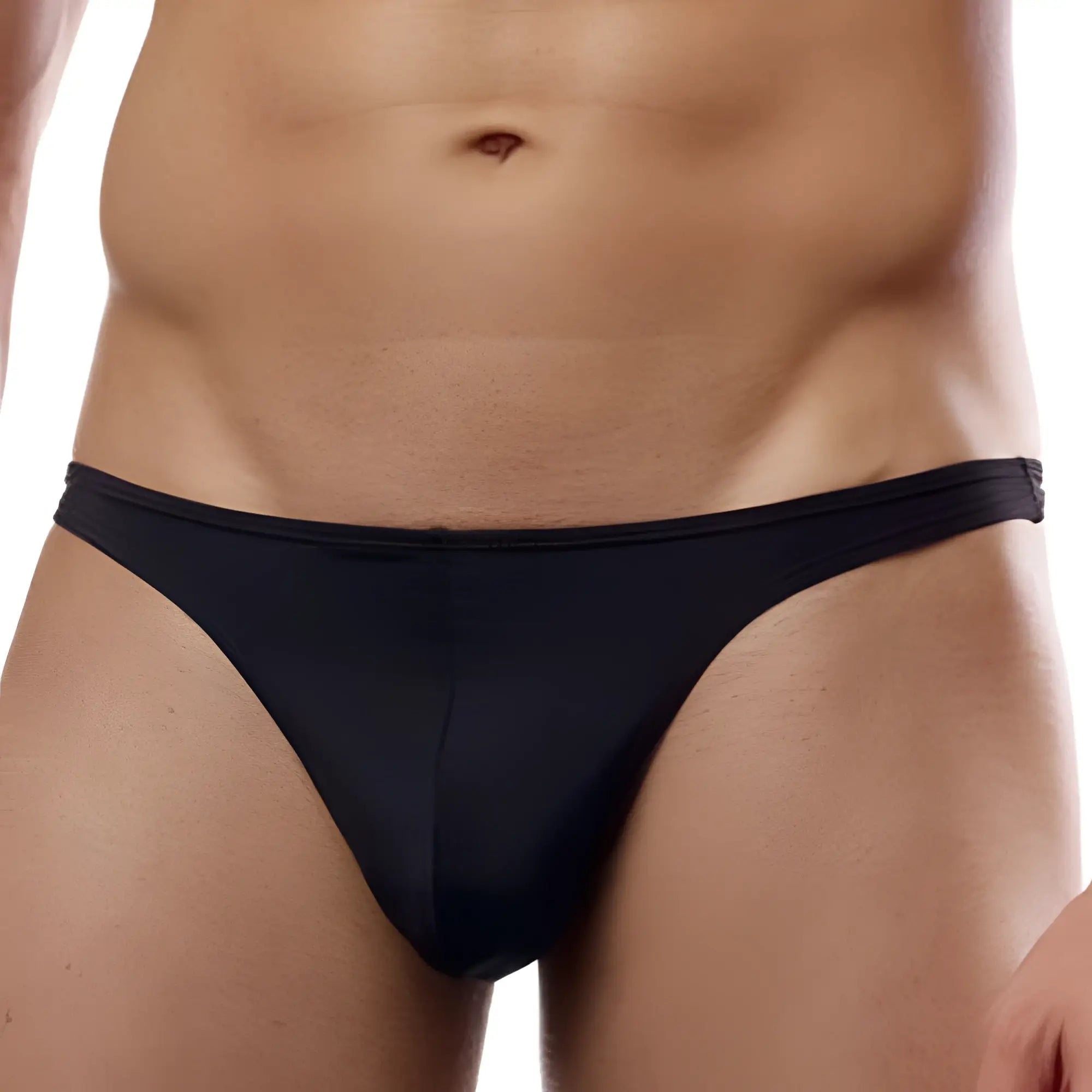 Black Cover Male CM103 thong made of smooth stretchy fabric with sleek minimalist design shown from the back