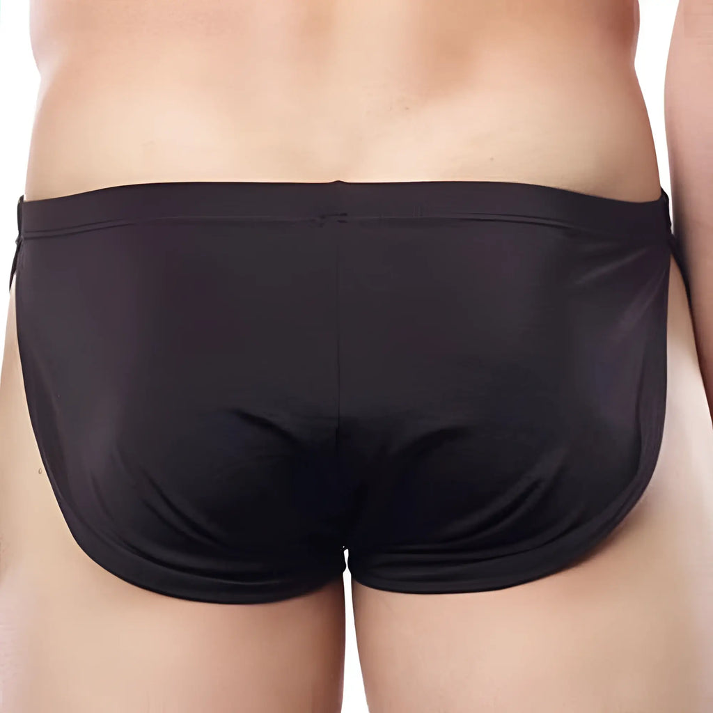 Cover male cm109 boxer black swim trunks with smooth stretchy fabric and a snug fit for comfortable wear