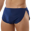 Navy blue Cover Male CM109 boxer briefs with side slit and elastic waistband for athletic performance