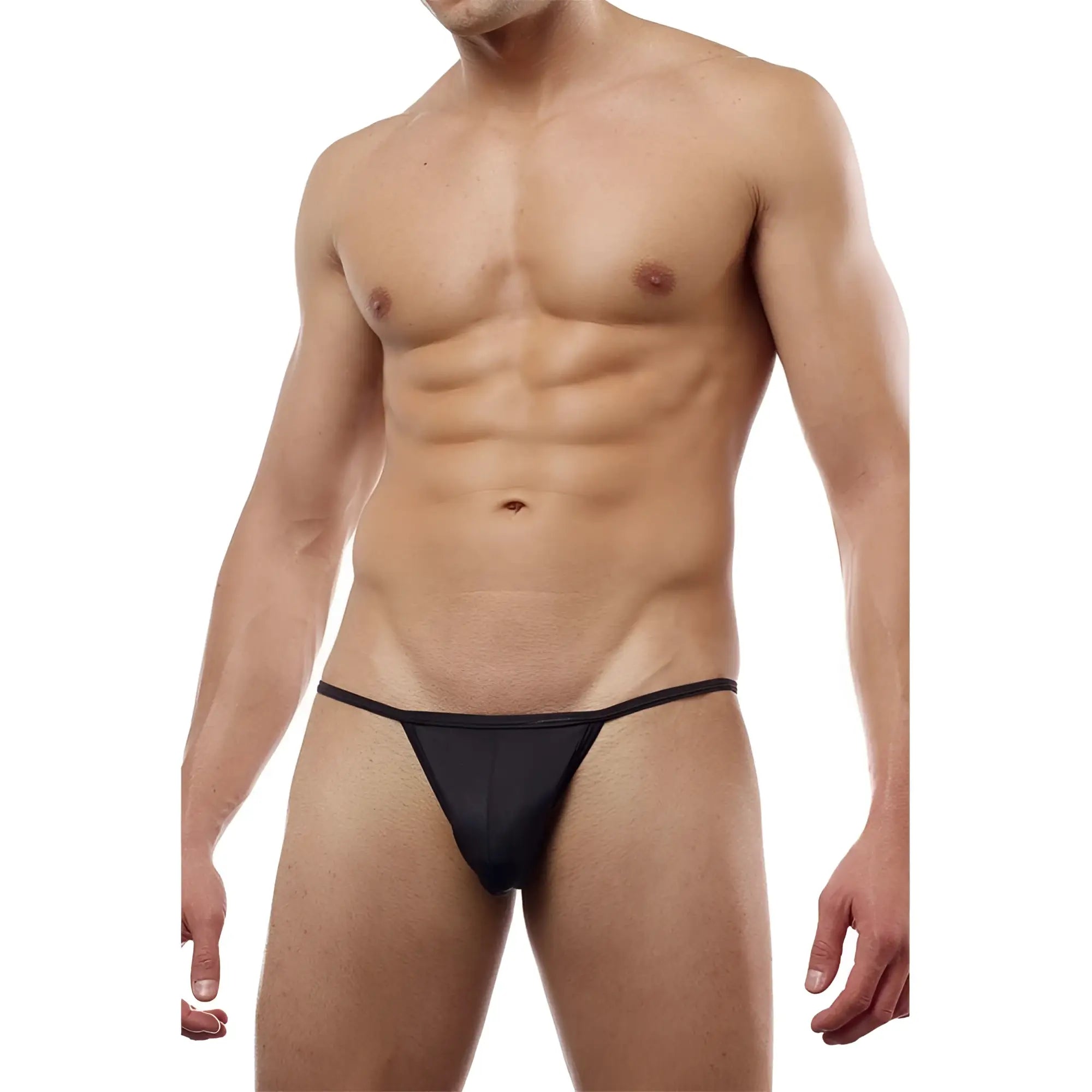 Black cover male cm112 bikini brief thong made of smooth stretchy fabric with a sleek minimalist design