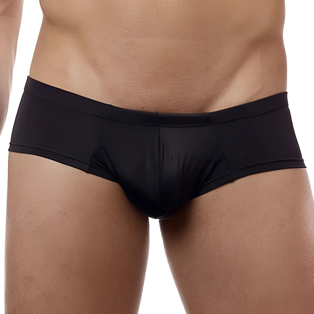 Cover male cm113 bikini brief in black with smooth stretchy fabric and contoured design for a snug fit