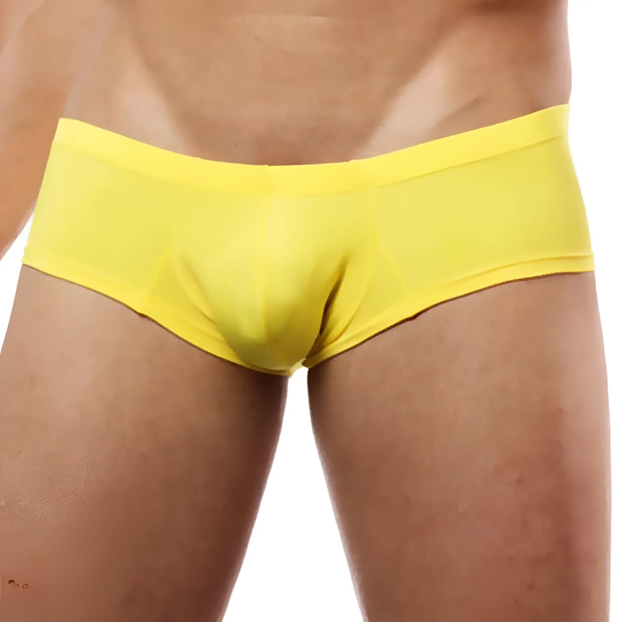 Cover male CM113 bikini brief bright yellow form-fitting smooth stretch fabric front view underwear