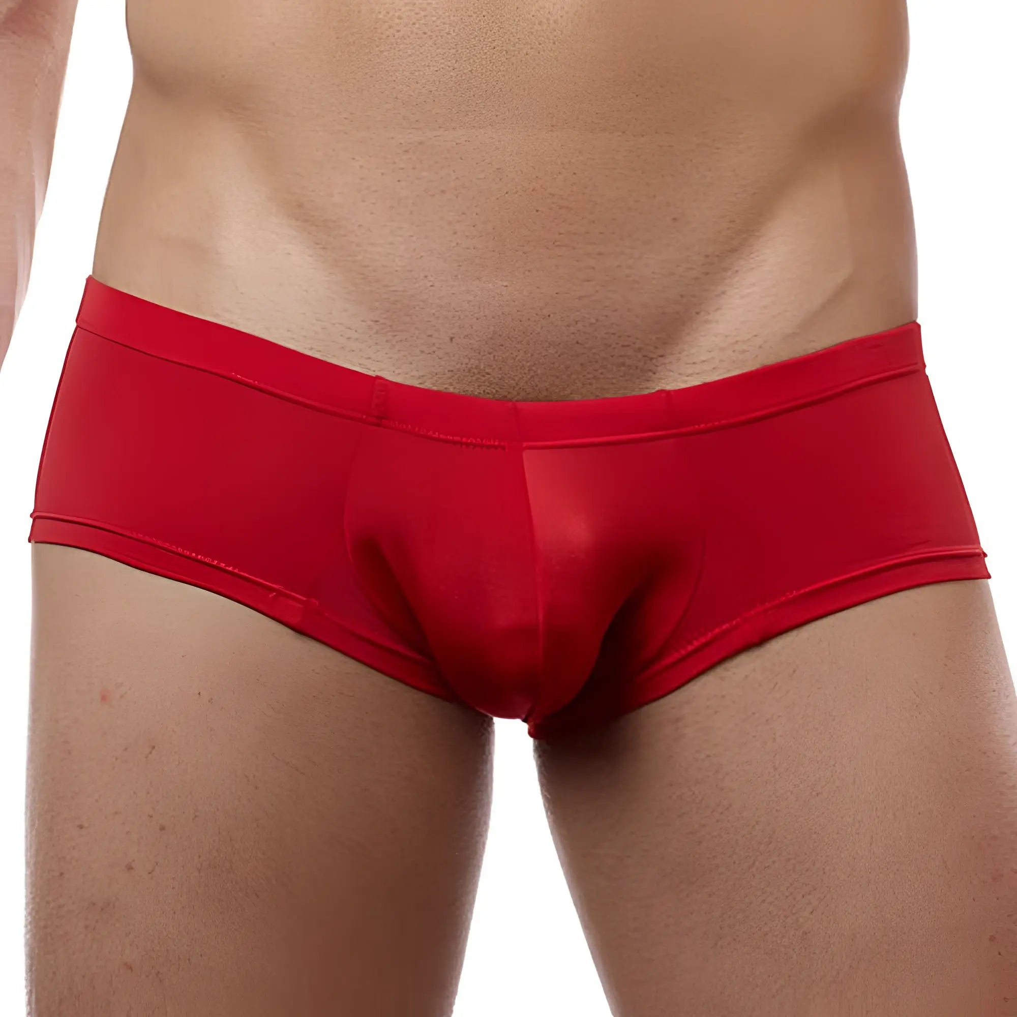 Red men’s bikini briefs cover male cm113 with smooth form-fitting design for comfortable everyday wear