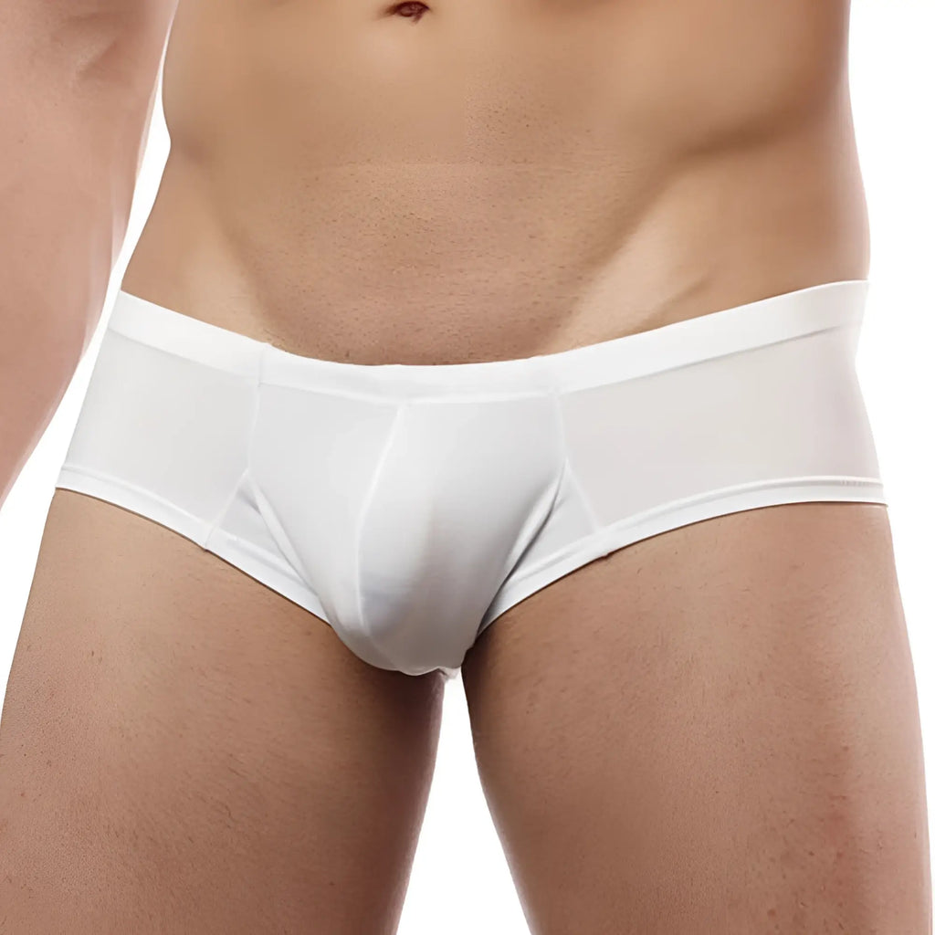 White form-fitting men’s briefs cover male cm113 bikini brief with smooth seamless design for comfortable wear
