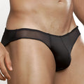 Black sheer mesh briefs with solid black fabric panel in cover male CM145 passion bikini style for men